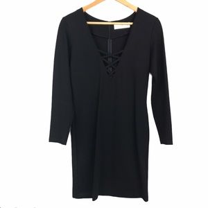 Amanda Uprichard  Black V-Neck Banded Dress